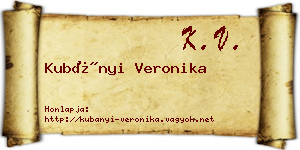 Kubányi Veronika névjegykártya